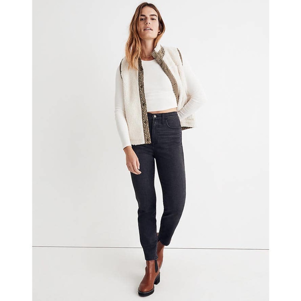 MADEWELL SIZE 25 HIGH RISE SLIM STRAIGHT LEG RICHGROVE BLACK WASH DENIM JEANS